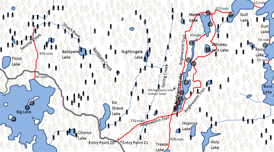 Angleworm Lake Trail Map BWCA