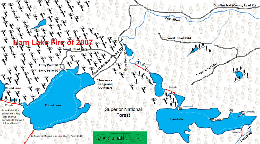 Cross River Map in the BWCA