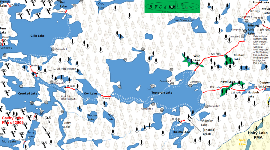 Wish Lake Map in the BWCA