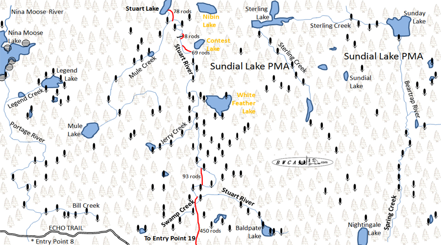 Stuart River Map BWCA