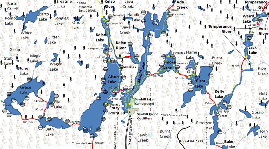 Burnt Lake Map BWCA