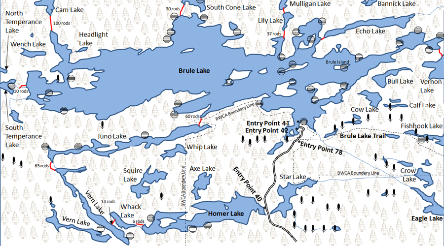 Entry Point 42 - Brule Lake ONLY Map BWCA