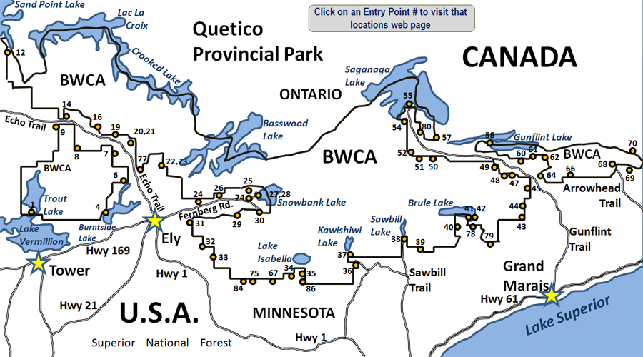 BWCA Entry Points Map