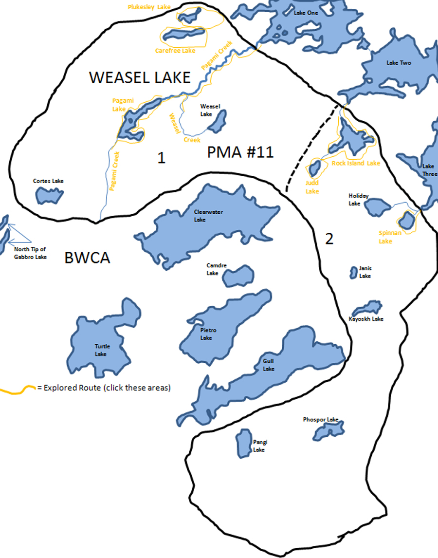Weasel Lake PMA Map BWCA